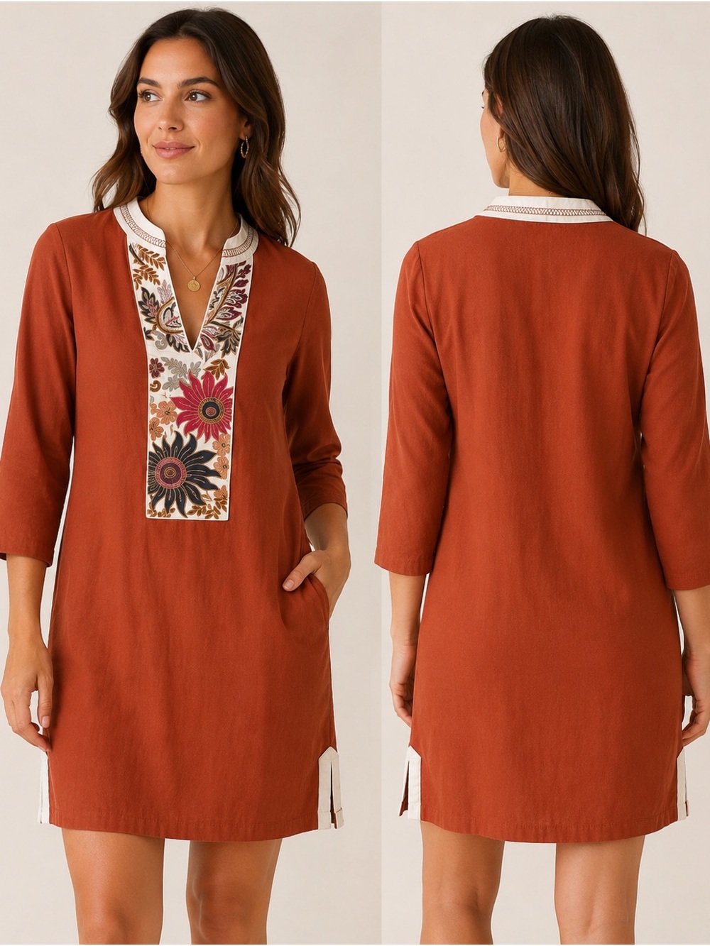 SPARTINA Embroidered Cotton Kurta Dress